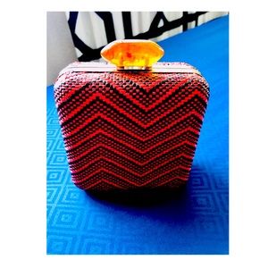 Pandan Exterior Box Clutch with Amber Clasp